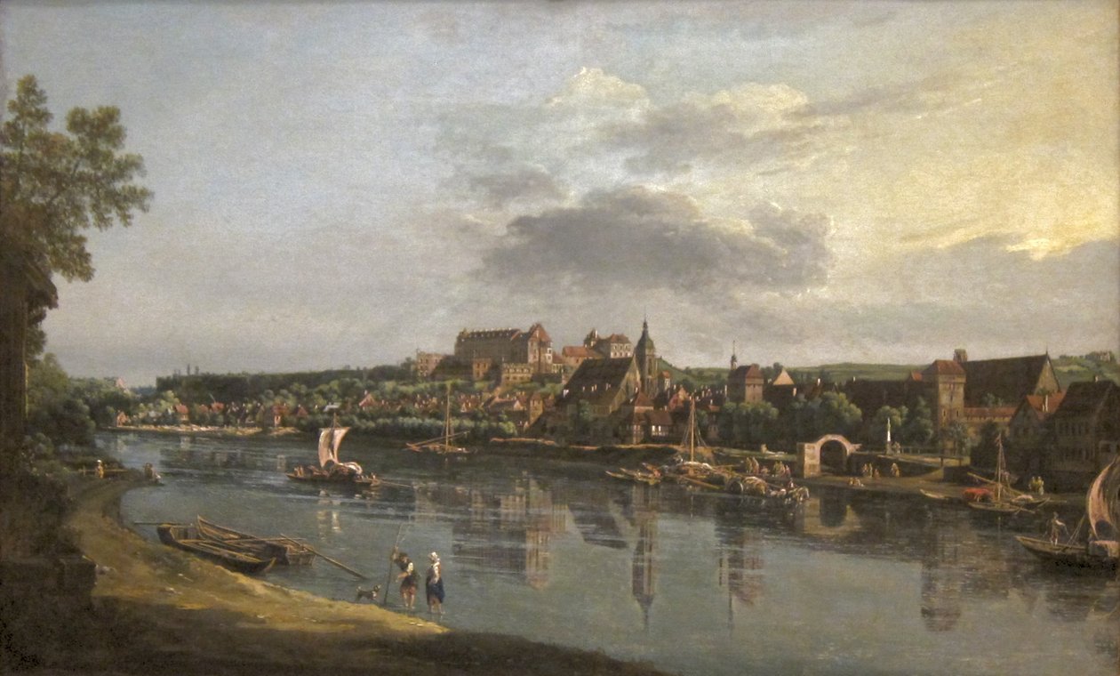 Pirna sett fra høyre bredd av Elben av Bernardo Bellotto