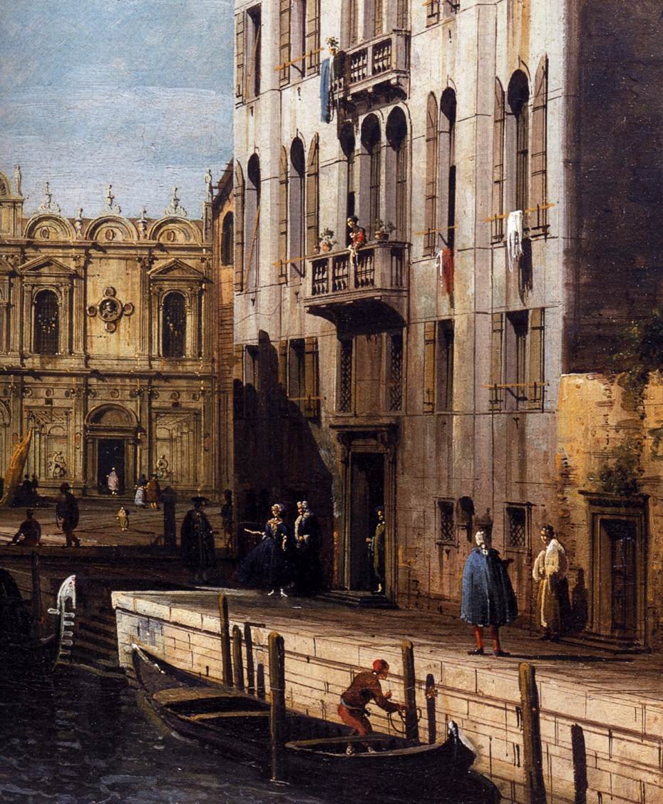Rio dei Mendicanti med Scuola di San Marco (detalj) av Bernardo Bellotto