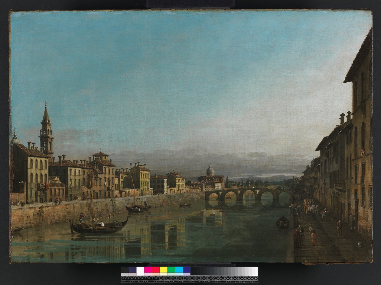 Arno i Firenze med Ponte alla Carraia, ca. 1745 av Bernardo Bellotto