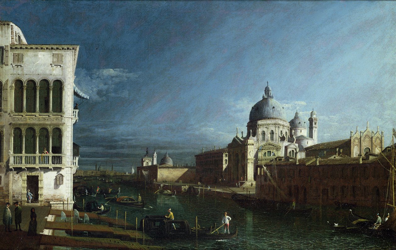 Moloen ser mot vest med Dogepalasset i det fjerne (olje) av Bernardo Bellotto