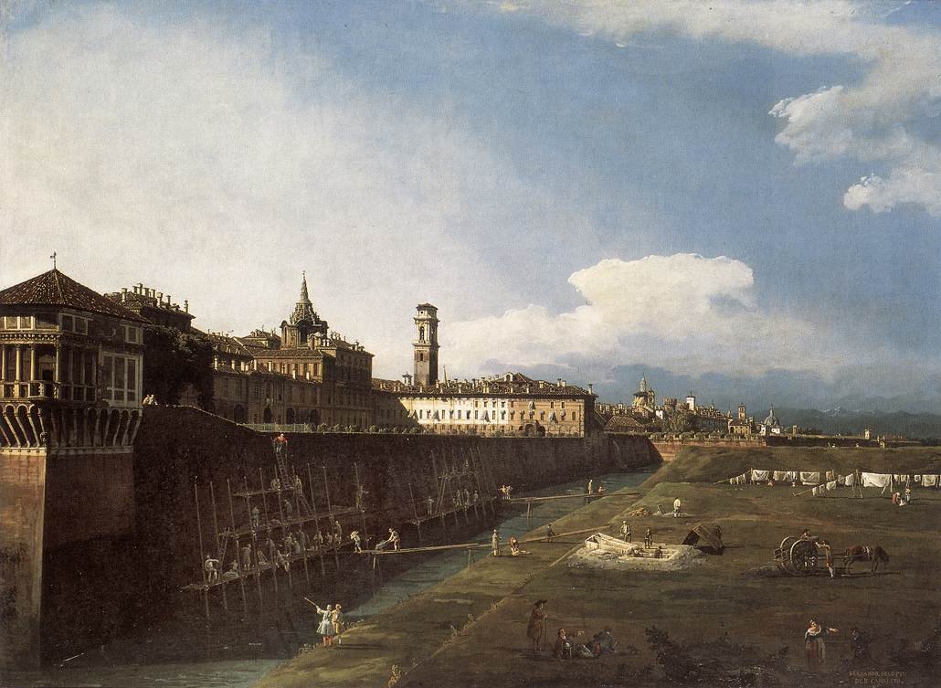 Utsikt over Torino i nærheten av Det kongelige slott av Bernardo Bellotto