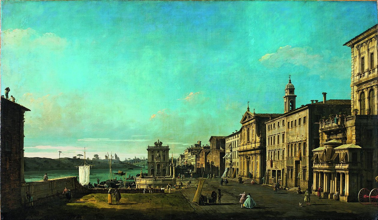 Utsikt over Via di Ripetta i Roma av Bernardo Bellotto
