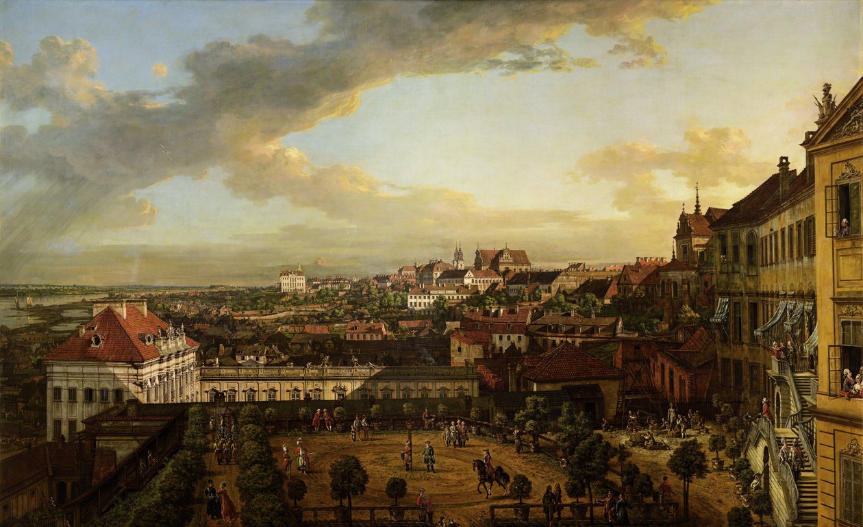 Utsikt over Warszawa fra terrassen til det kongelige slott av Bernardo Bellotto