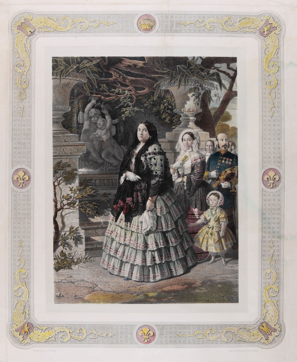 Hennes majestet dronningen ISABEL II. og hennes august Datter HENNES SERENE HØYHET PRINSESSEN I AS ... av Bernardo Blanco y Pérez