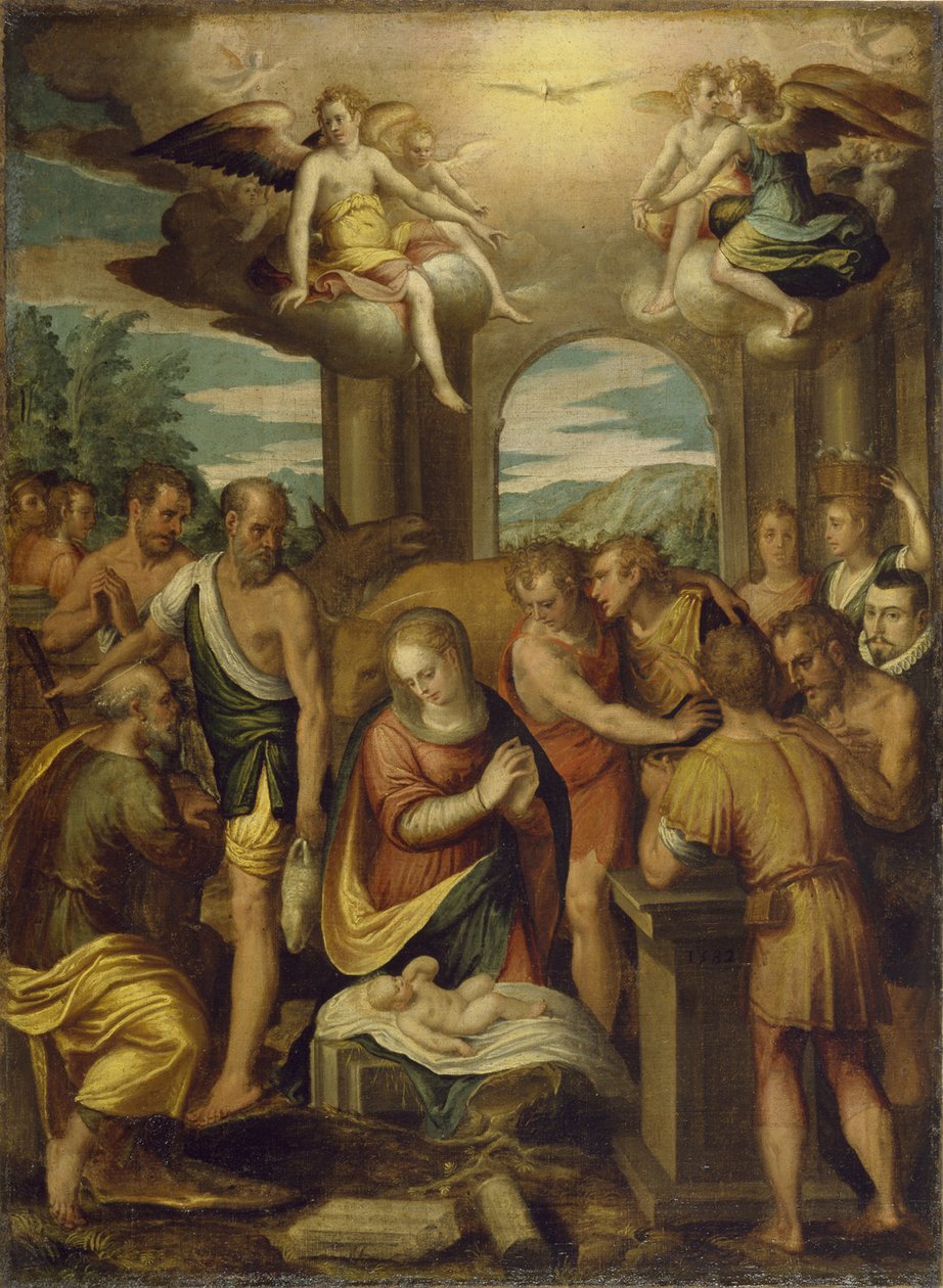 Tilbedelse av hyrdene, 1582 av Bernardo Castello