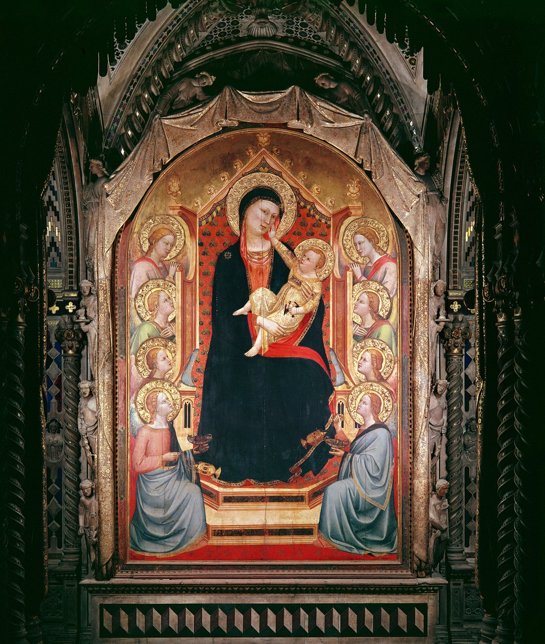 Madonna og barn med engler, 1347 (tempera og bladgull på panel) av Bernardo Daddi