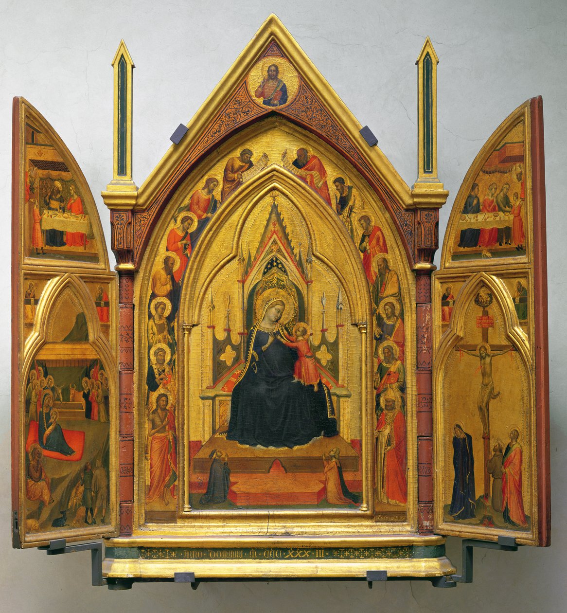 Madonna og barn med hellige (tempera på panel) av Bernardo Daddi