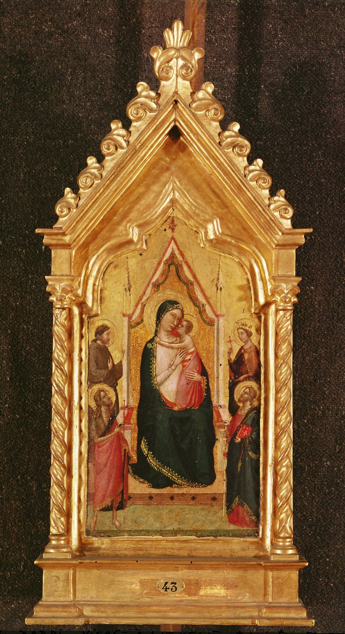 Jomfru og barn med hellige (tempera på panel) av Bernardo Daddi