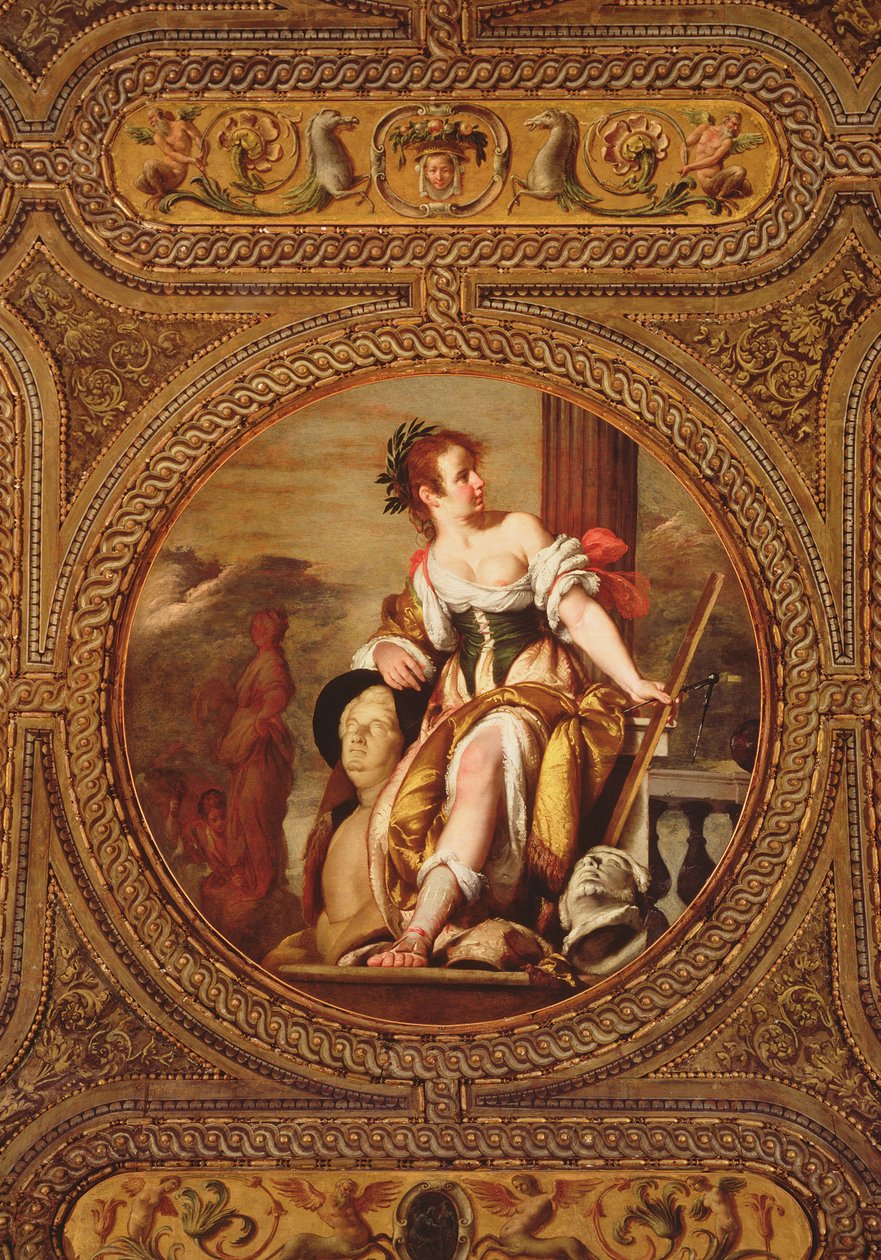 Allegory of Sculpture, fra taket på biblioteket, 1635 av Bernardo Strozzi