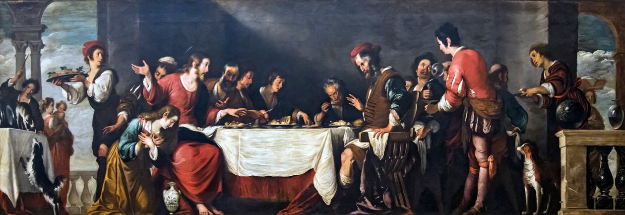 Bankett hjemme hos Simeone av Bernardo Strozzi