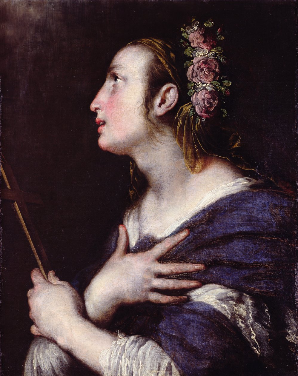 Helgen med en krone av roser av Bernardo Strozzi