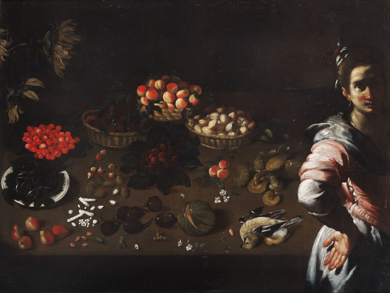 Stilleben med en hushjelp av Bernardo Strozzi