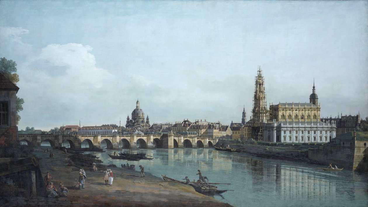 Dresden sett fra Elbens høyre bredd, nedenfor Augustusbroen av Bernardo Bellotto