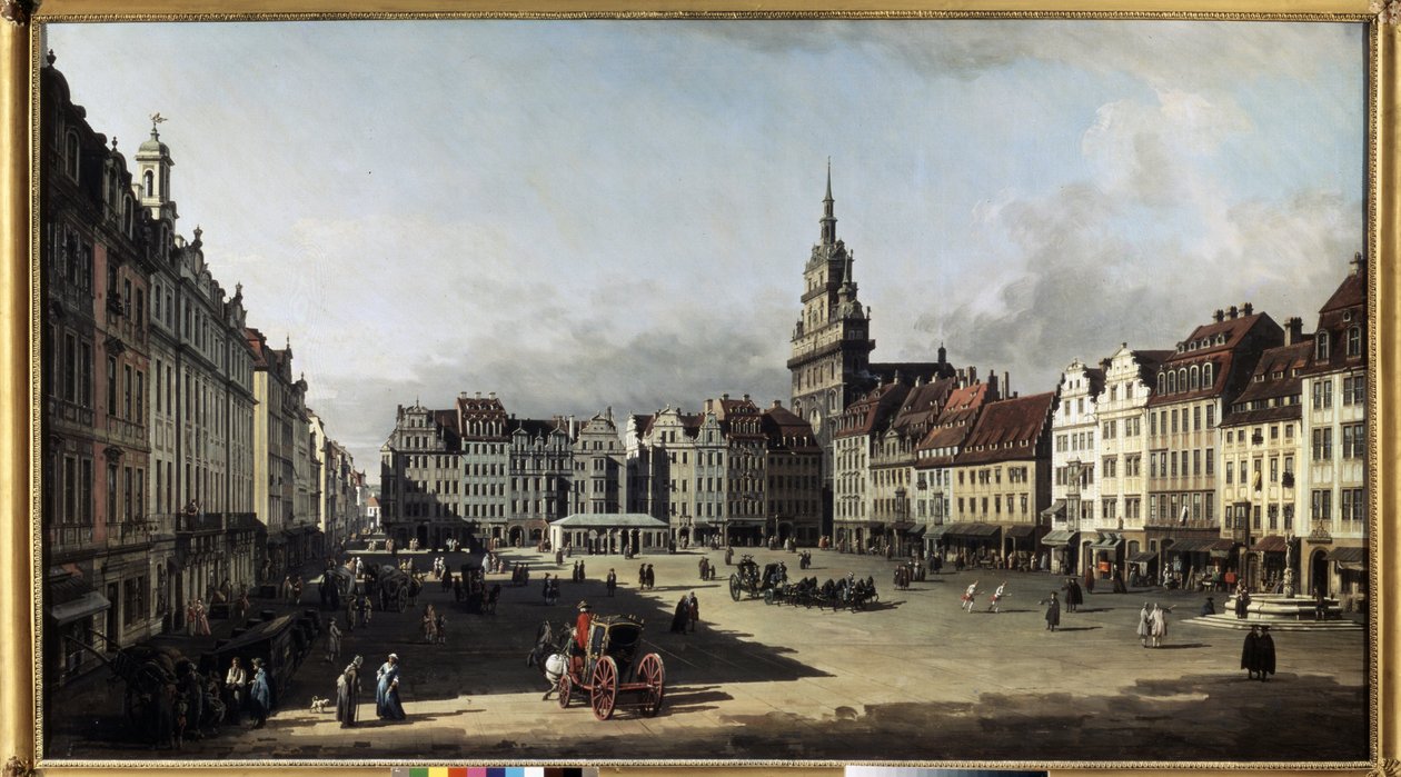 ""Den gamle markedsplassen i Dresden"" (Den gamle markedsplassen i Dresden) Maleri av Bernardo Bellotto (1720-1780) 1750-1752 Pushkin-museet, Moskva av Bernardo Bellotto