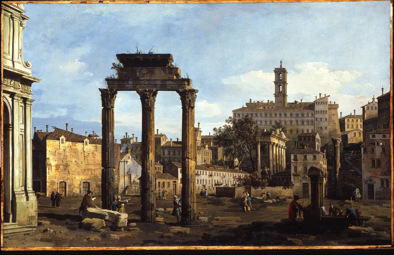 Roma - Forumet med tempelet Castor og Pollux, ca. 1742-43 av Bernardo Bellotto