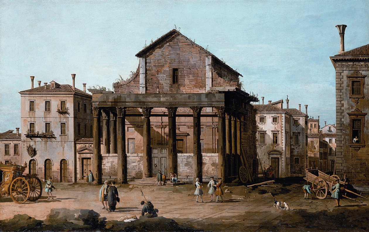 Roma - Antoninus og Faustinas tempel i Forum, ca. 1742-43 av Bernardo Bellotto
