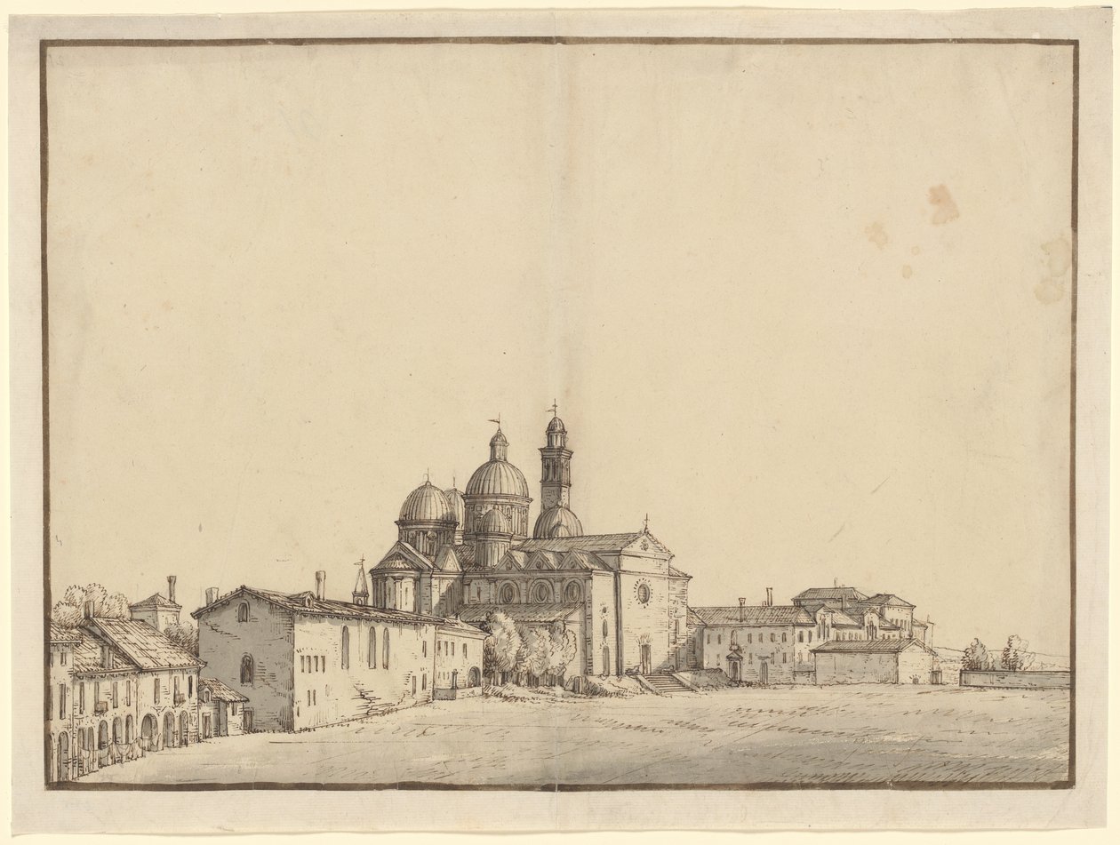 Santa Giustina og Prato della Valle i Padova av Bernardo Bellotto
