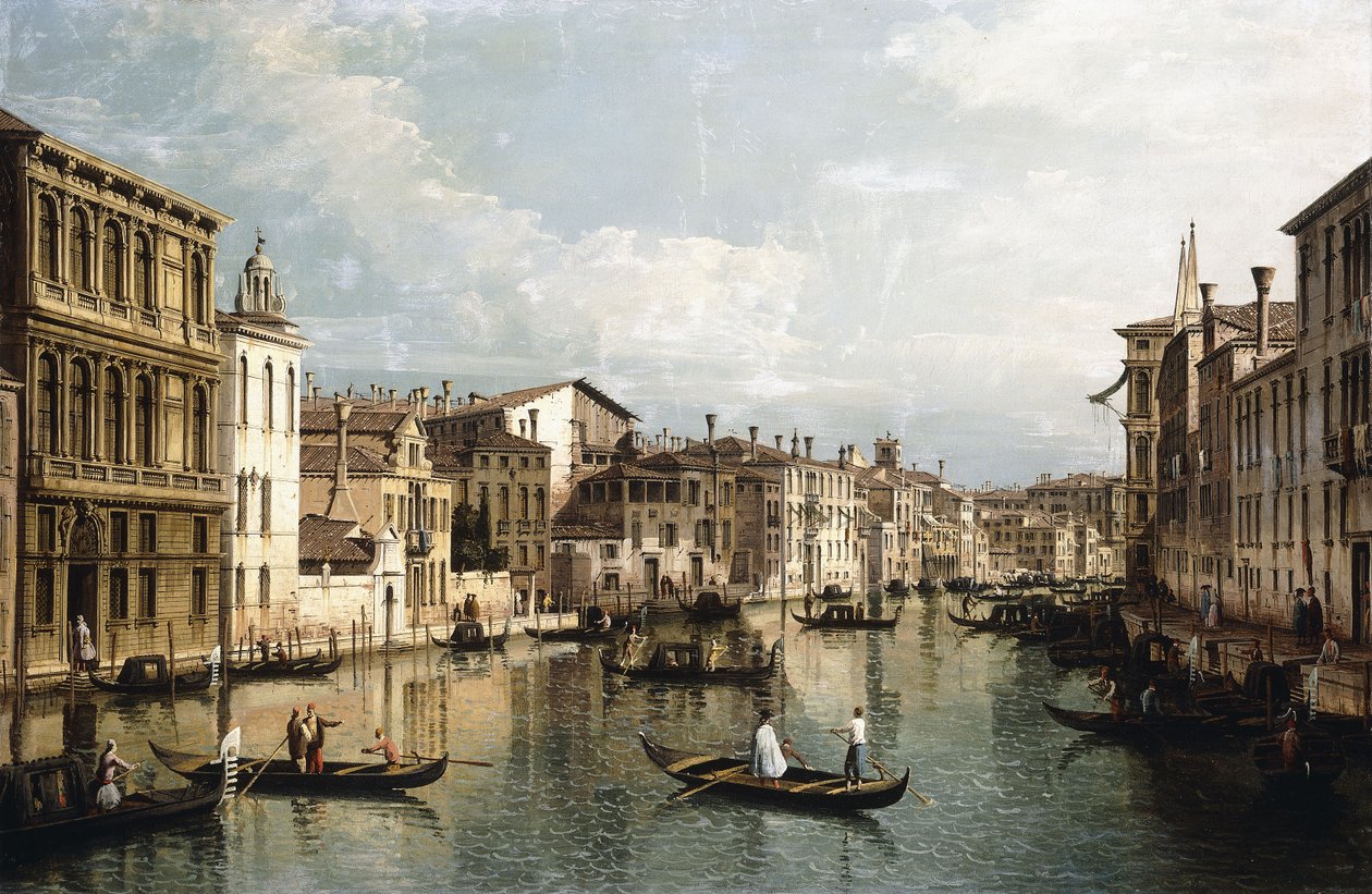 Canal Grande, Venezia, ser østover fra Palazzo Flangini til Palazzo Vendramin Calergi, c1742 av Bernardo Bellotto