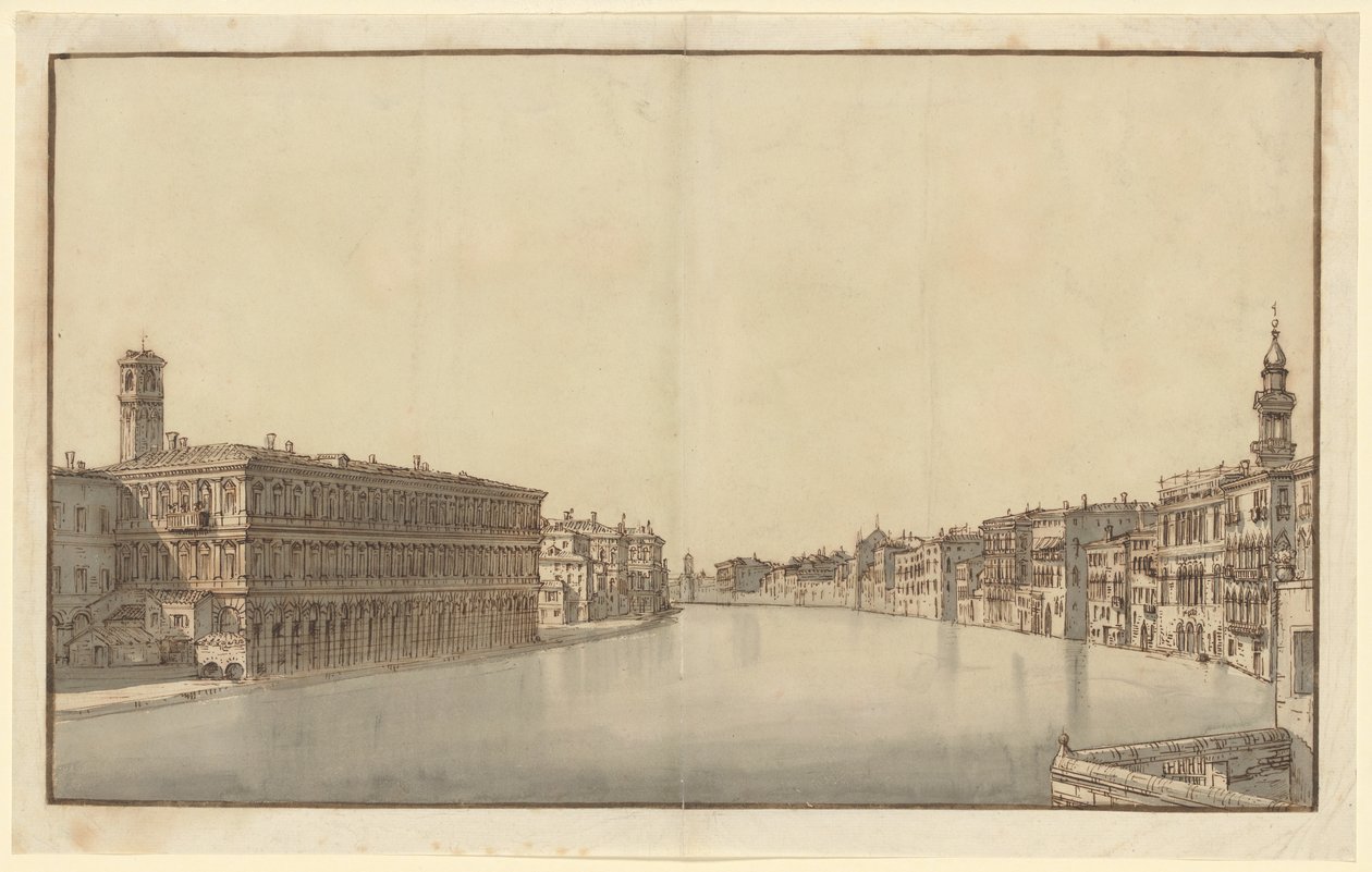 Canal Grande med Fabbriche Nuove til venstre og Santi Apostolis kampanile til høyre av Bernardo Bellotto