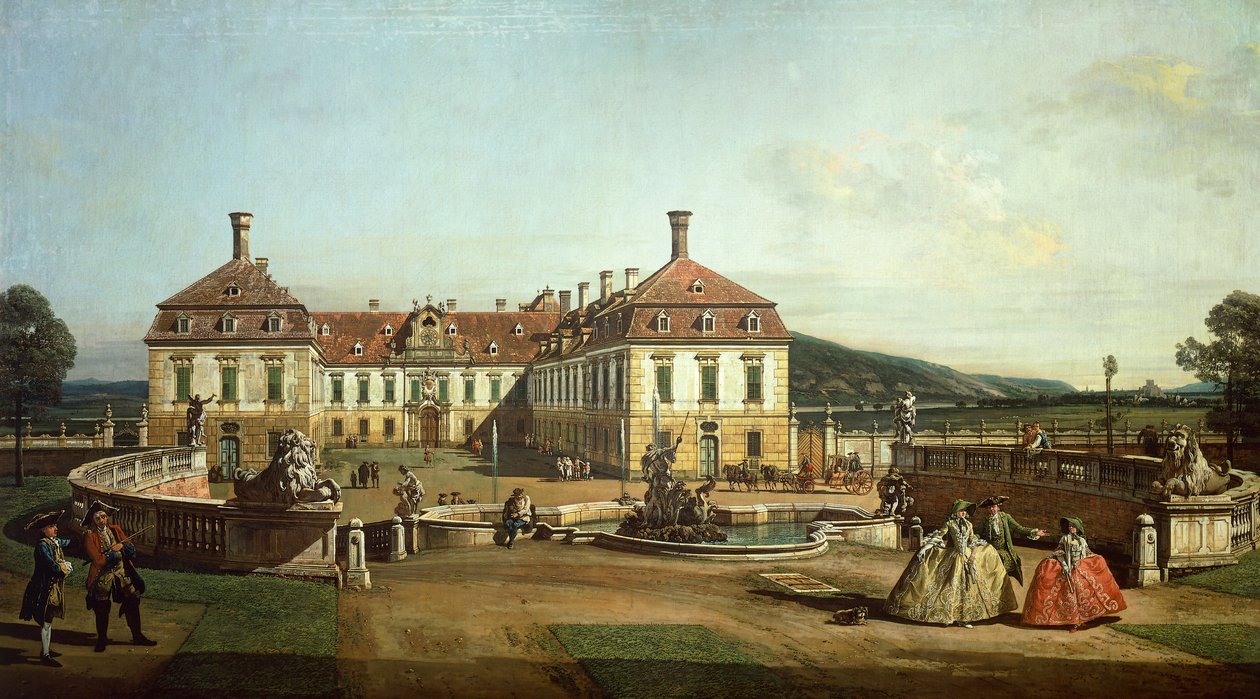 Det keiserlige slottet Schlosshof fra hagesiden av Bernardo Bellotto