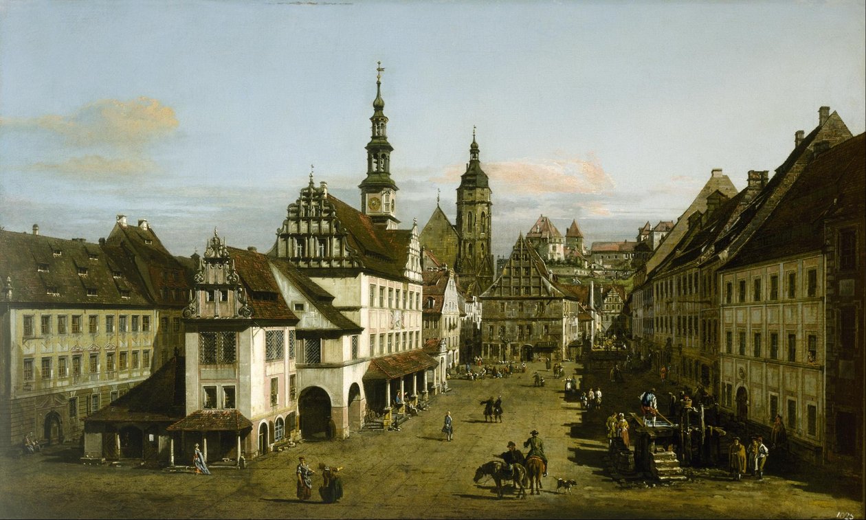 Tysk: Bybilde (Markedsplassen i Pirna) Markedsplassen ved Pirna av Bernardo Bellotto