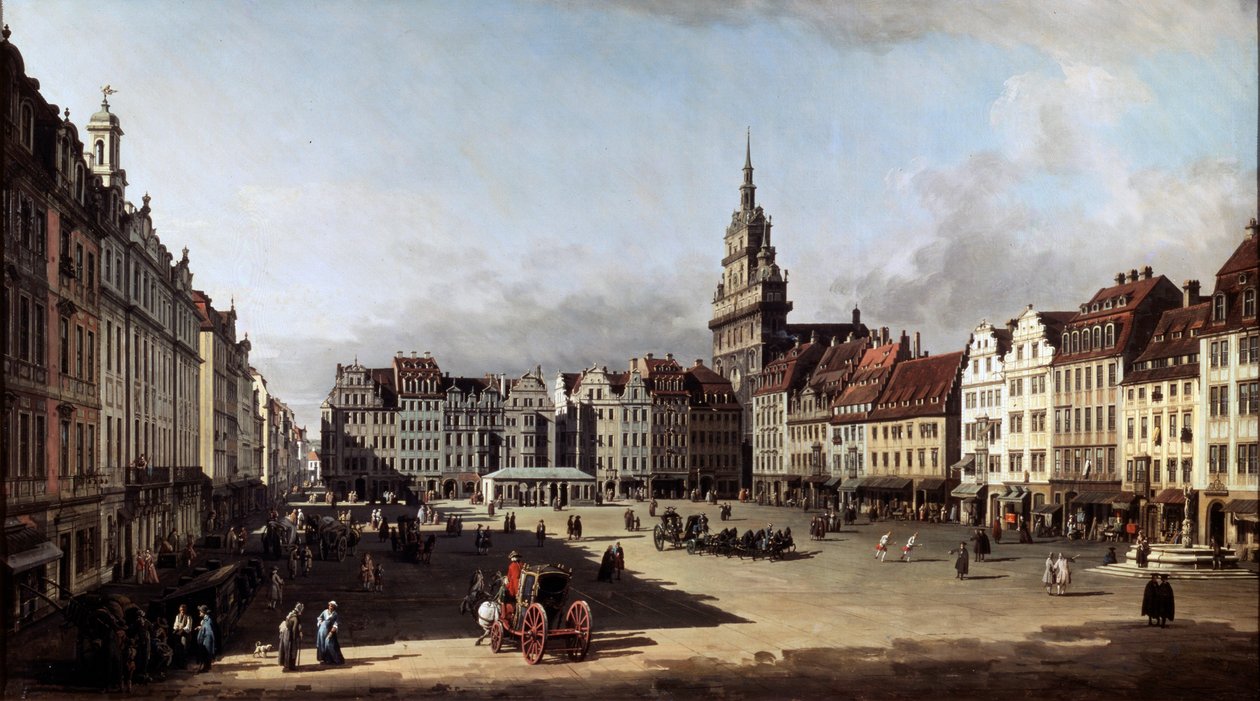 Den gamle markedsplassen i Dresden, c1750-c1752 av Bernardo Bellotto