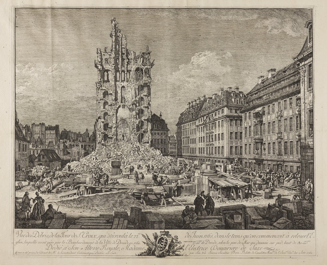 Ruinene av den gamle Kreuzkirche, Dresden av Bernardo Bellotto