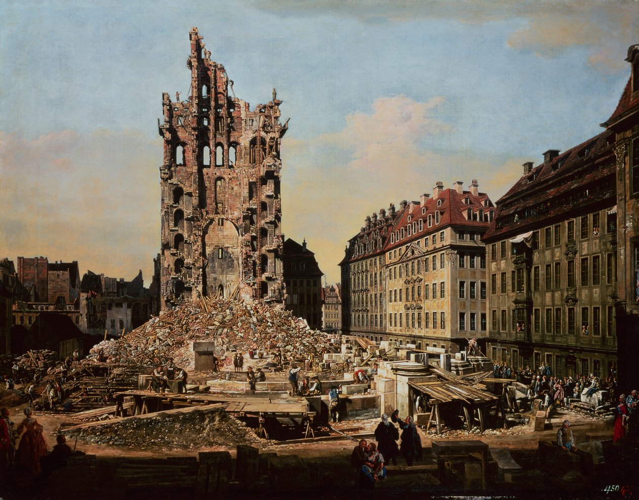 Ruinene av den gamle Kreuzkirche av Bernardo Bellotto