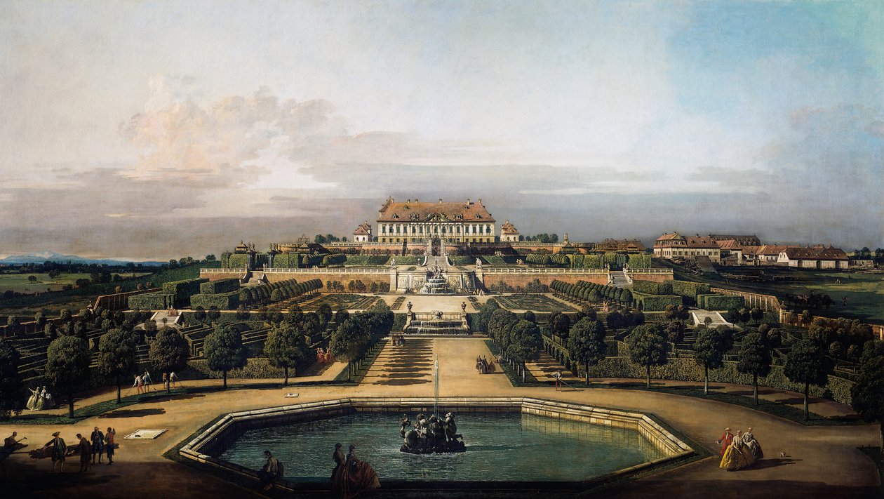 Det keiserlige slottet Schlosshof, hagesiden av Bernardo Bellotto