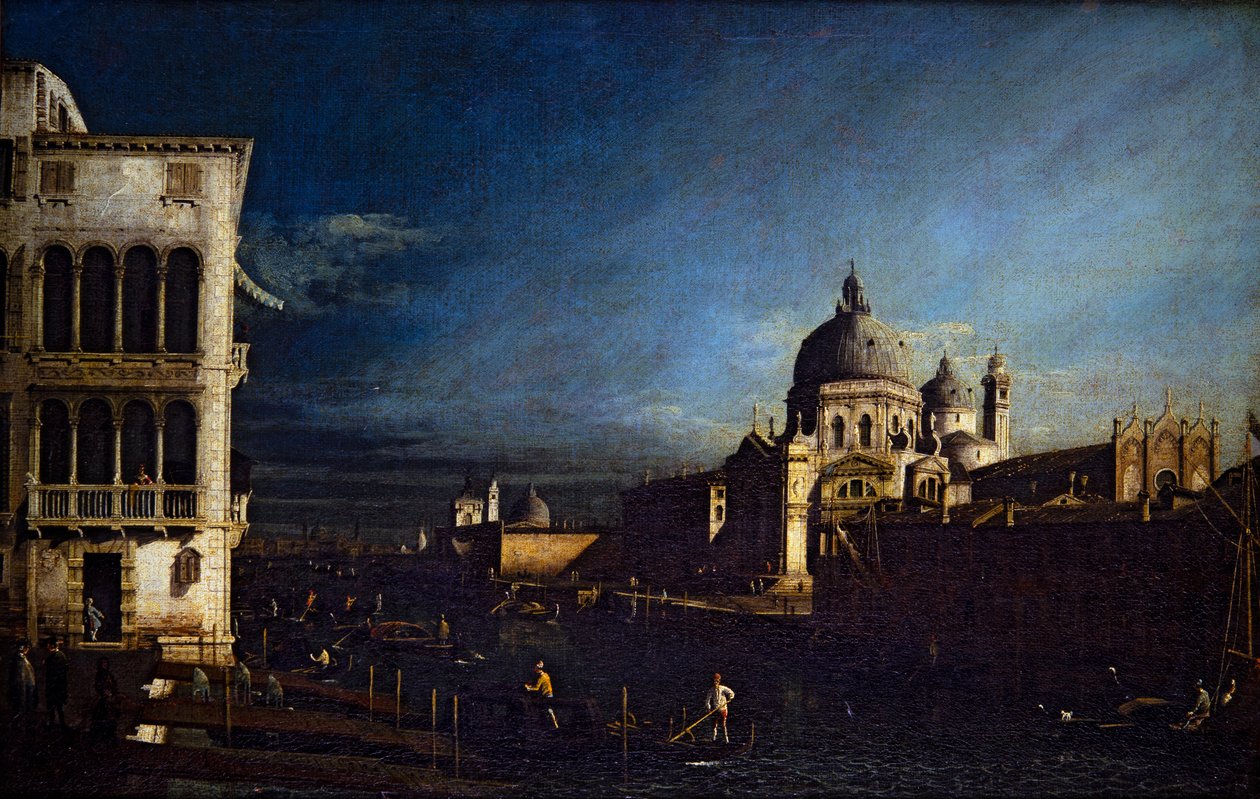 To venetianske utsikter, Canal Grande og Molo ser vest (på lerret) av Bernardo Bellotto