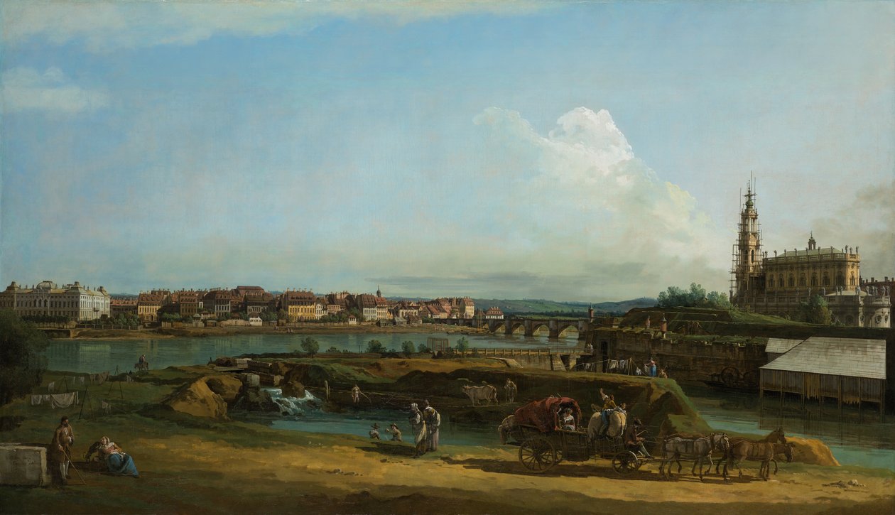 Utsikt over Dresden med Hofkirche til høyre, 1748 av Bernardo Bellotto