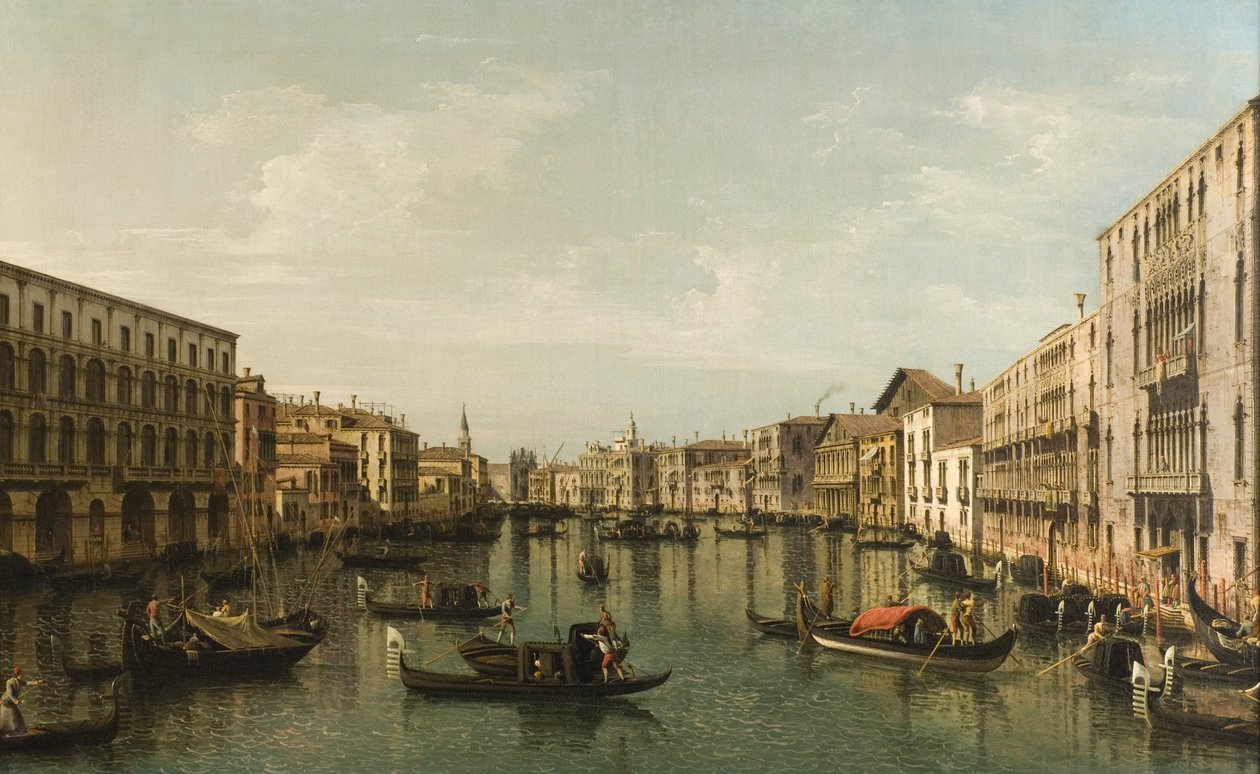 Utsikt over Grand Canal med Palazzi Foscari og Moro Lin av Bernardo Bellotto