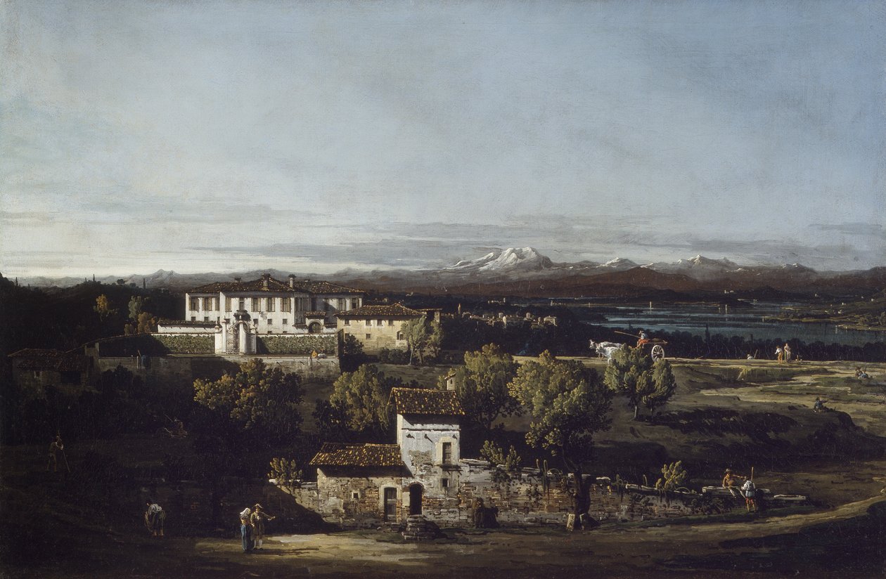 Utsikt over Villa Perabò, senere Melzi, i Gazzada av Bernardo Bellotto