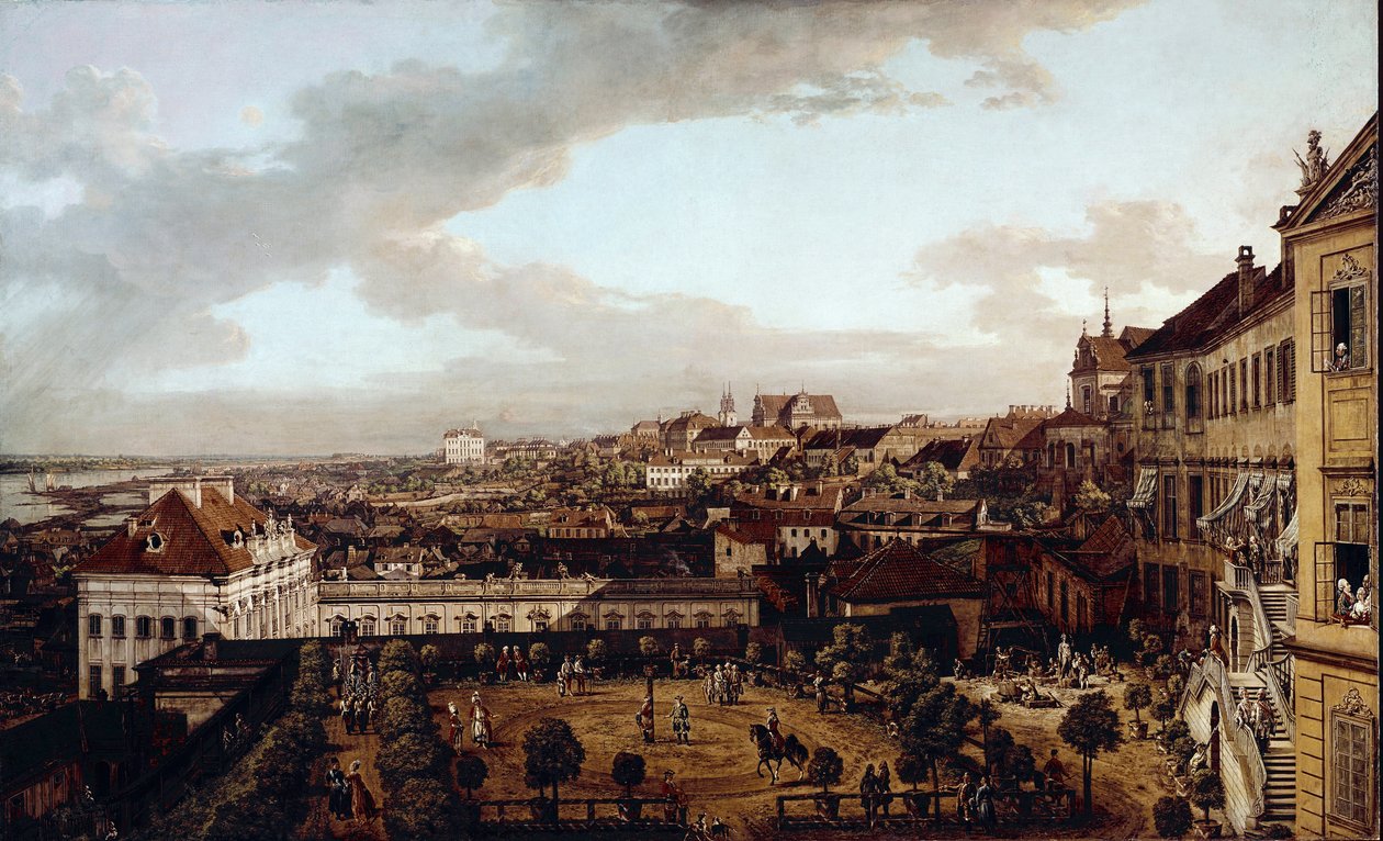 Utsikt over Warszawa, fra loggiaen øst for den kongelige villaen mot Krakow (olje på lerret av Bernardo Bellotto