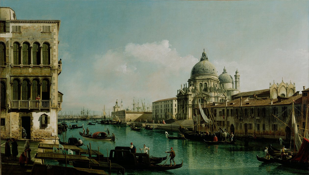 Utsikt over Canal Grande og Punta della Dogana, ca 1743 av Bernardo Bellotto