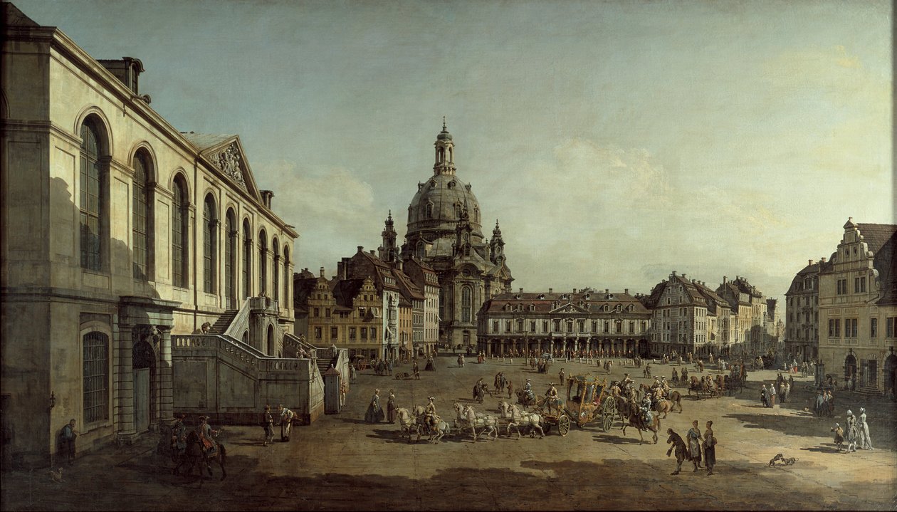 Utsikt over Neumarkt i Dresden fra Jüdenhof av Bernardo Bellotto