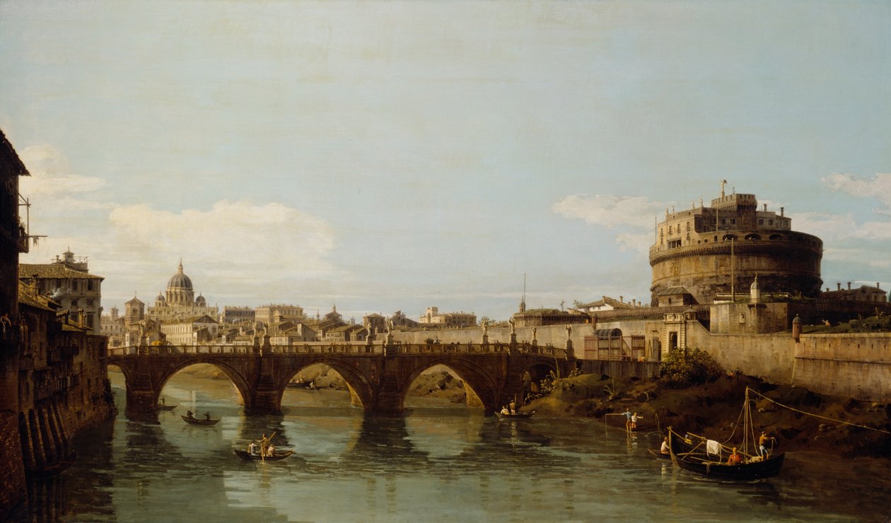 Utsikt over Tiberen i Roma med Castel Sant