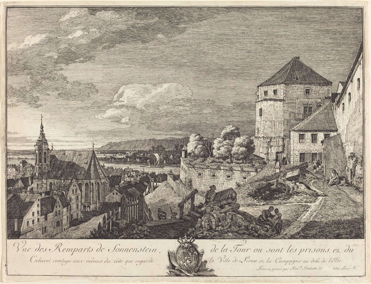 Utsikt over vollene til Sonnenstein av Bernardo Bellotto