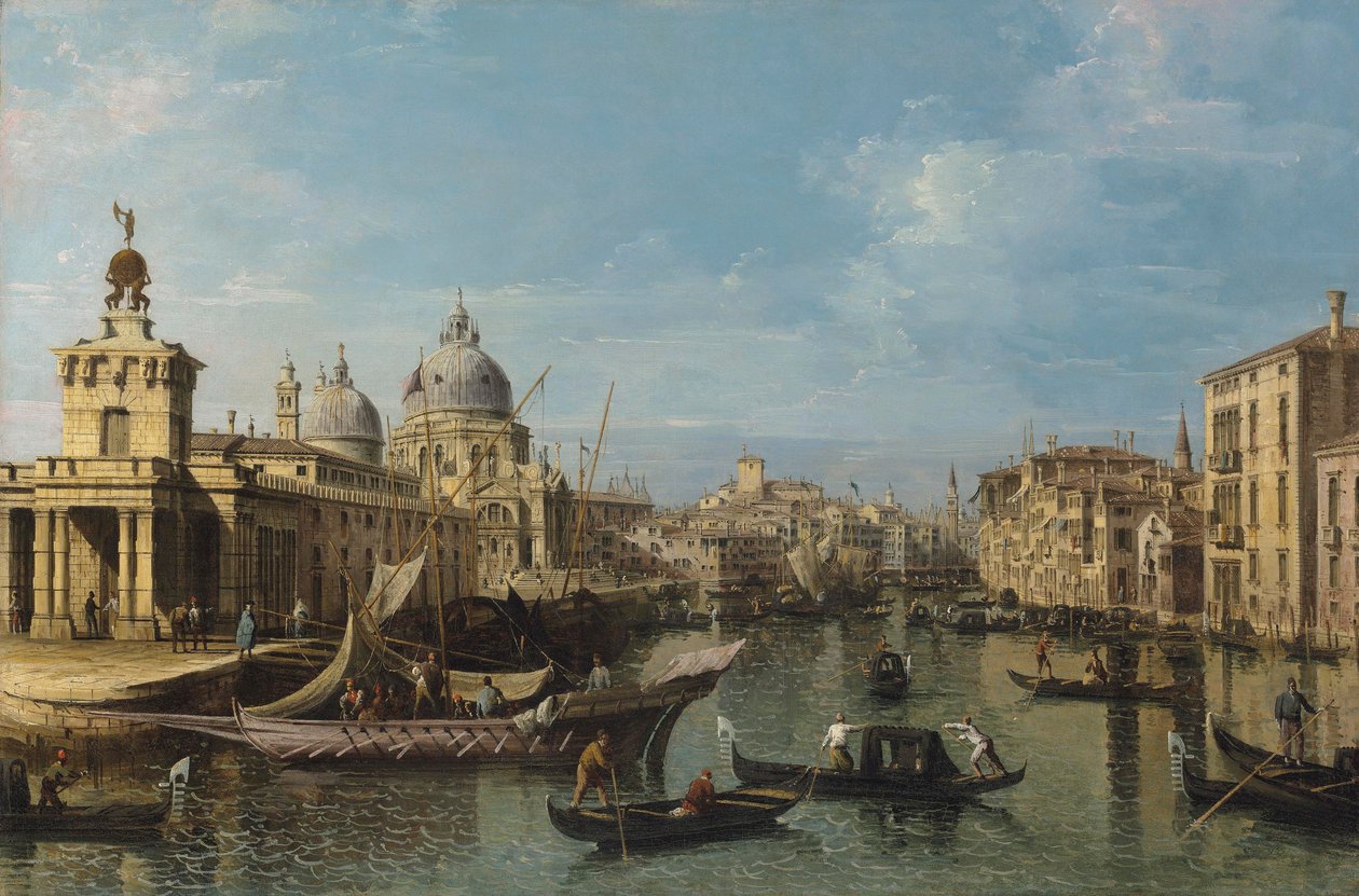 Venezia: Inngangen til Canal Grande, ca. 1720-80 (olje og lerret) av Bernardo Belotto Canaletto