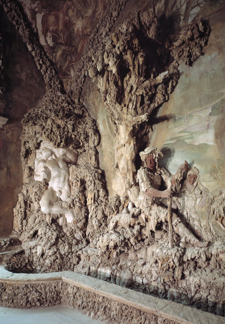 Interiør i hulen skapt av Bernardo Buontalenti (1531-1608) (Grotta del Buontalenti) (1583-1588) Detalj Palazzo Pitti, Boboli Gardens, Firenze, Italia av Bernardo Buontalenti