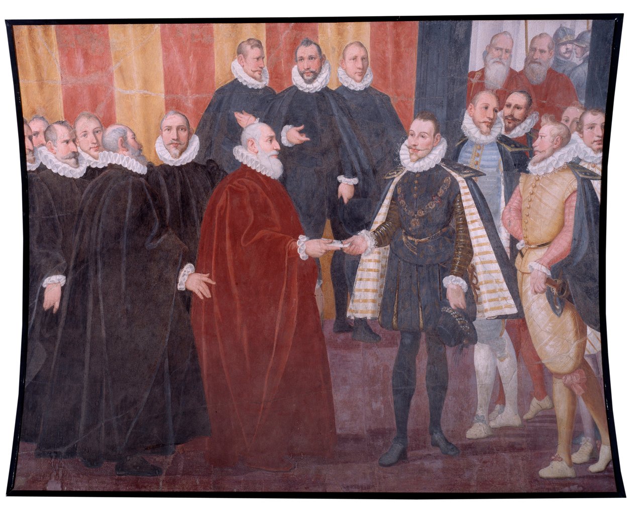 Møte med genuesiske doge Giacomo Durazzo Grimaldi og John of Austria (Fresco av Bernardo Castello