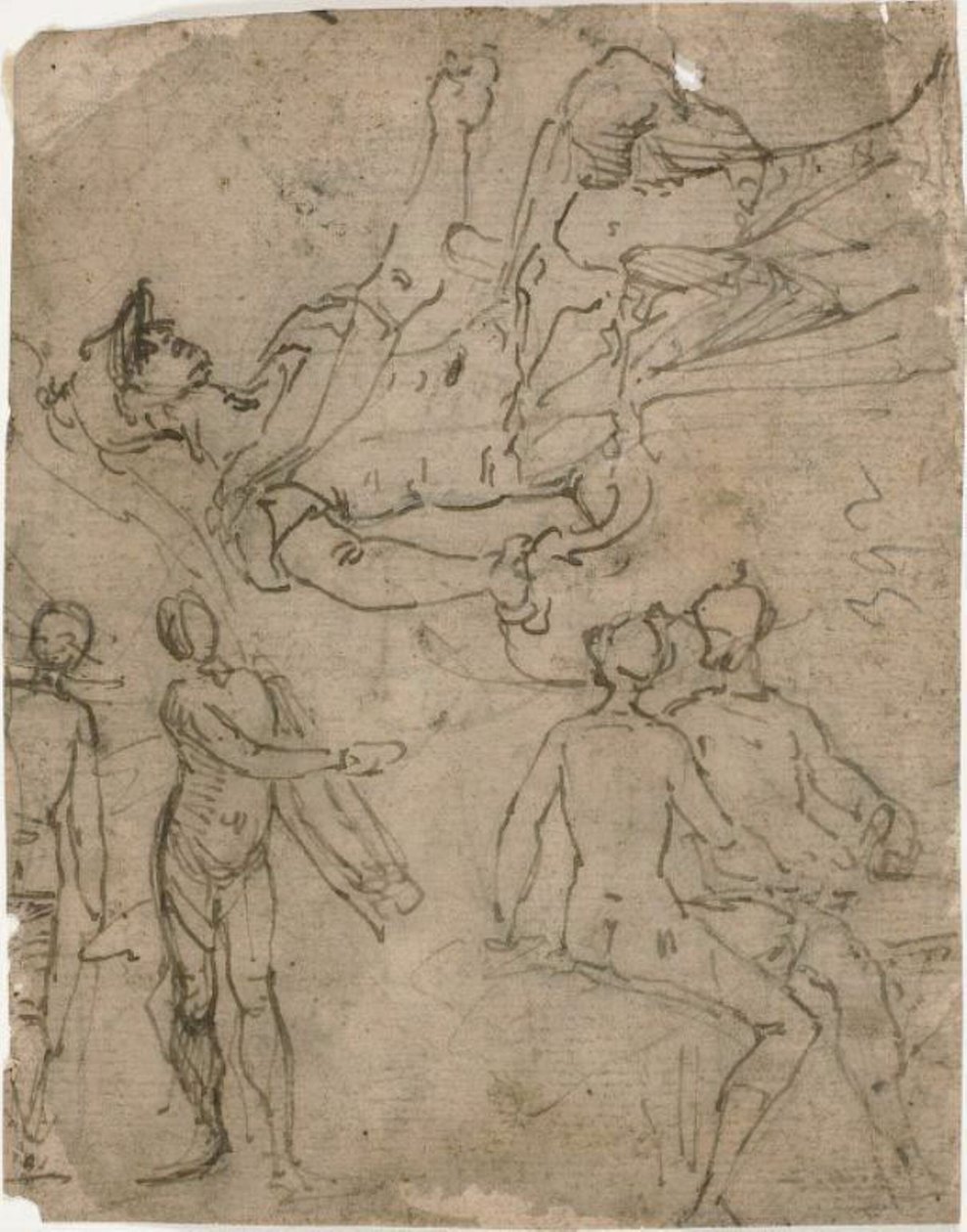 Skisser av sittende kriger, forskjellige figurer av Bernardo Castello