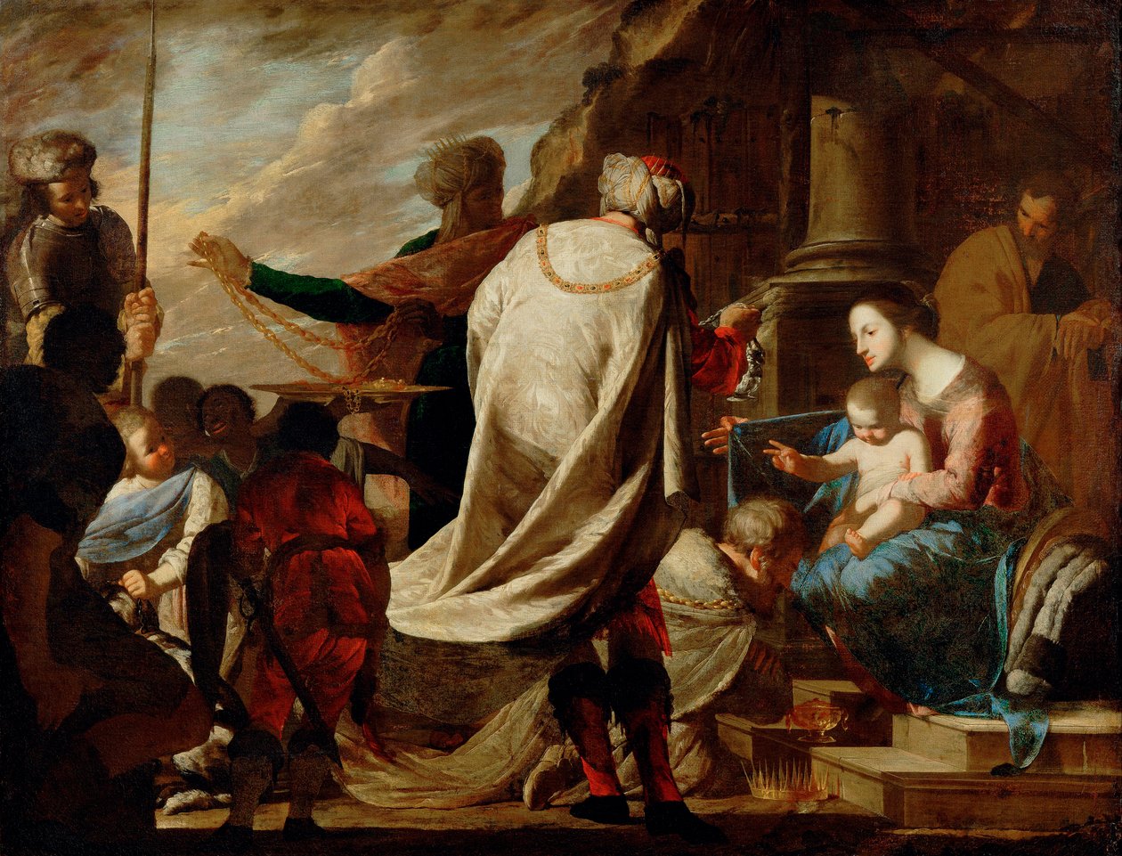 ""Adoration des mages"" (Adoration of the Magi) Peinture de Bernardo Cavallino (1616-1656) vers 1640 - Olje på lerret Dim 101,5x127 cm Art History Museum, Vienne av Bernardo Cavallino