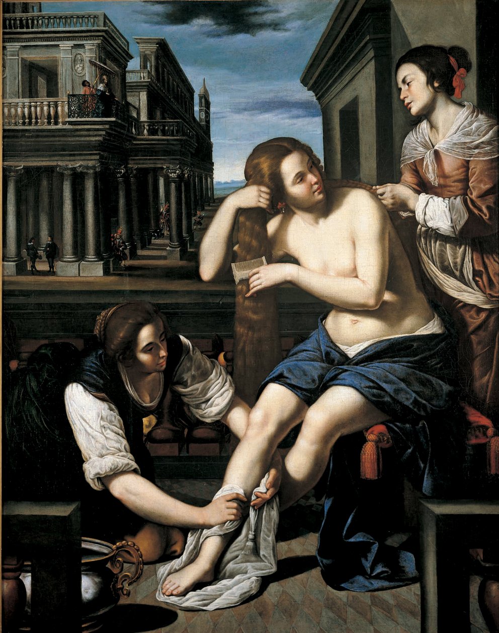 Bathsheba ved hennes bad, ca 1637 av Bernardo Cavallino