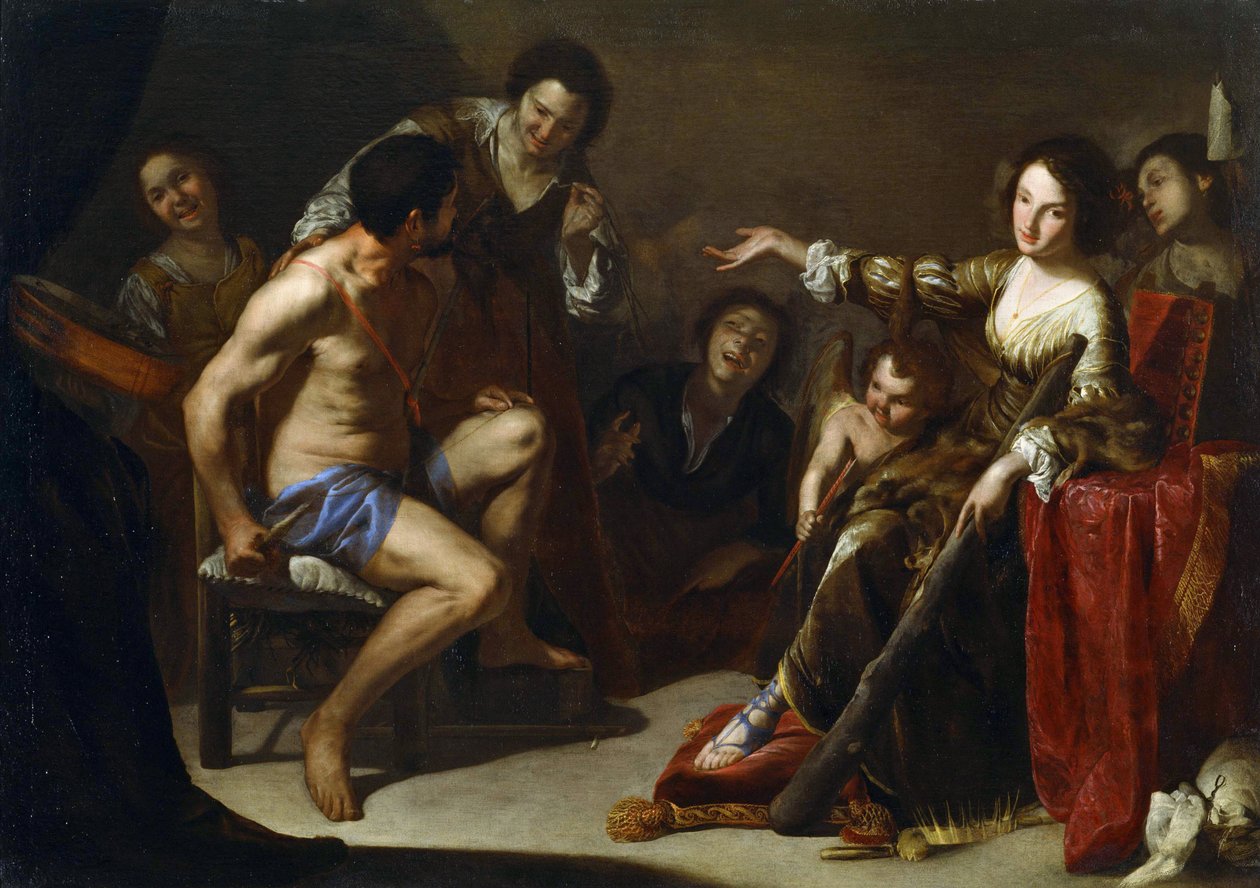 "Hercules og Omphale" Maleri av Bernardo Cavallino (1616-1656) vers 1640 Dim 127x180,3 cm National Museum of Western Art, Tokyo av Bernardo Cavallino