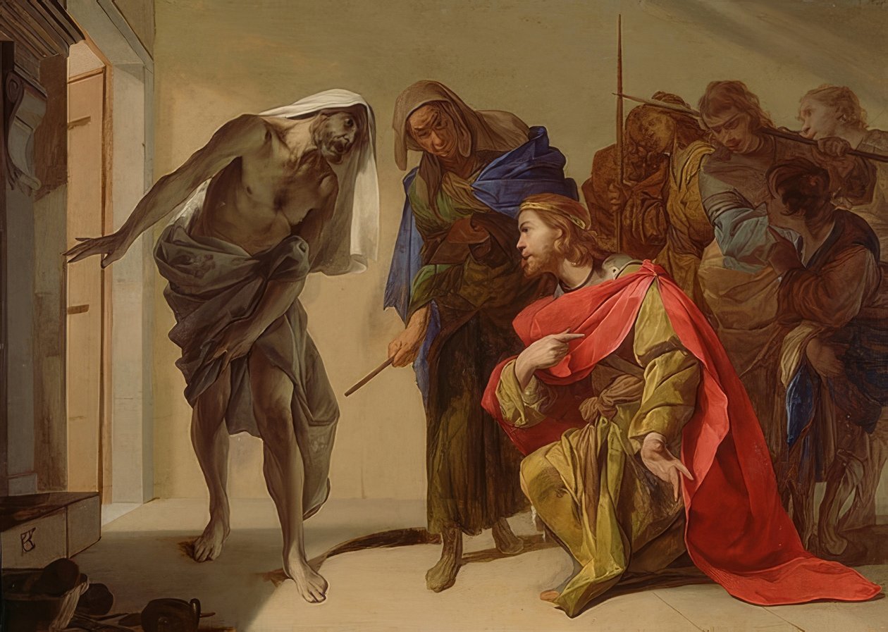 Saul og heksen fra Endor. Rundt 1650-56 av Bernardo Cavallino