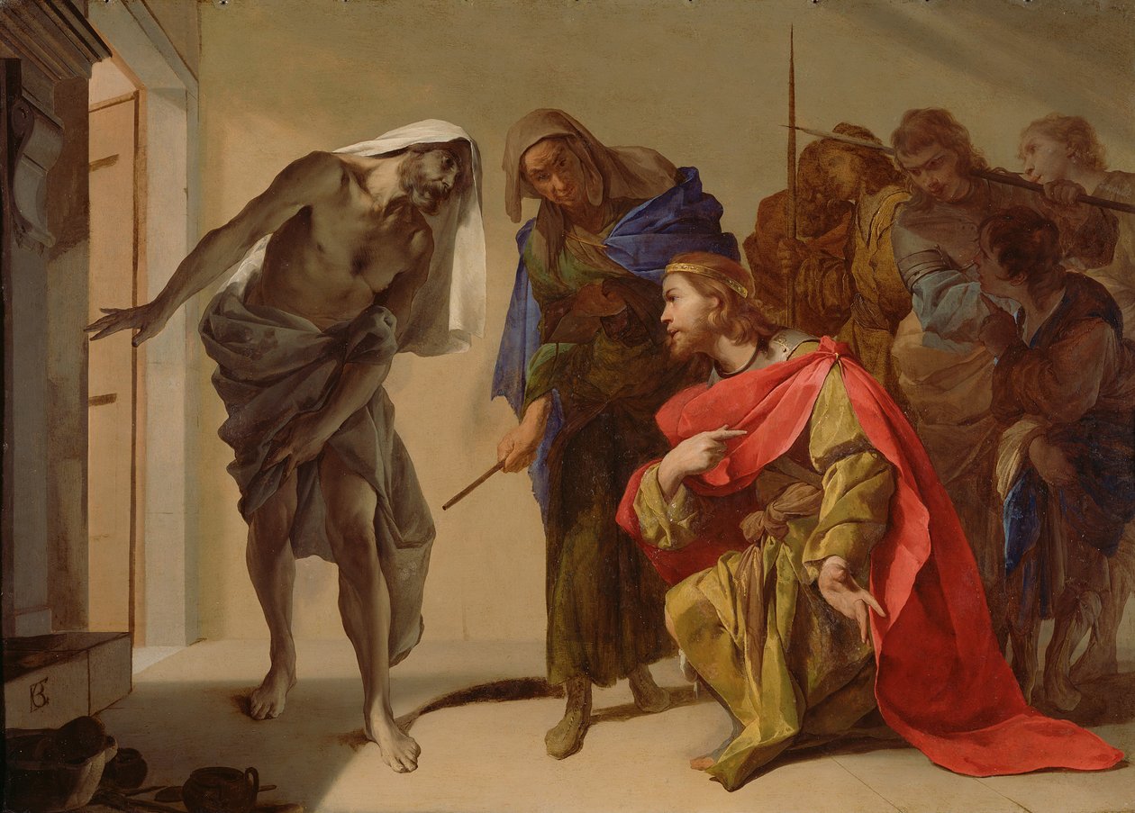 The Shade of Samuel påkalt av Saul, ca. 1655 av Bernardo Cavallino