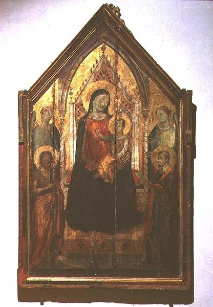 Madonna og barn troner med Saints (tempera på panel) av Bernardo Daddi
