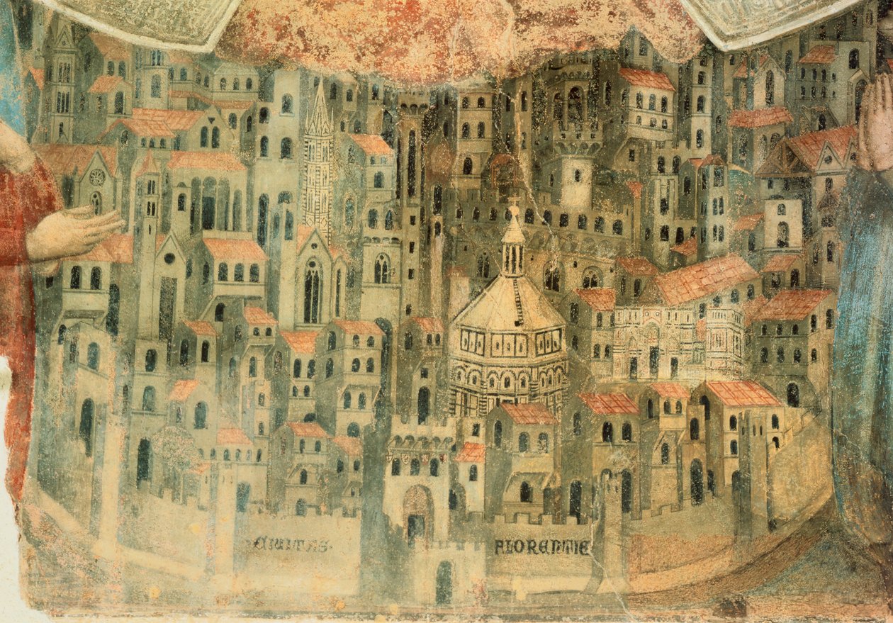 Utsikt over Firenze, detalj fra 'La Madonna della Misericordia' av Bernardo Daddi