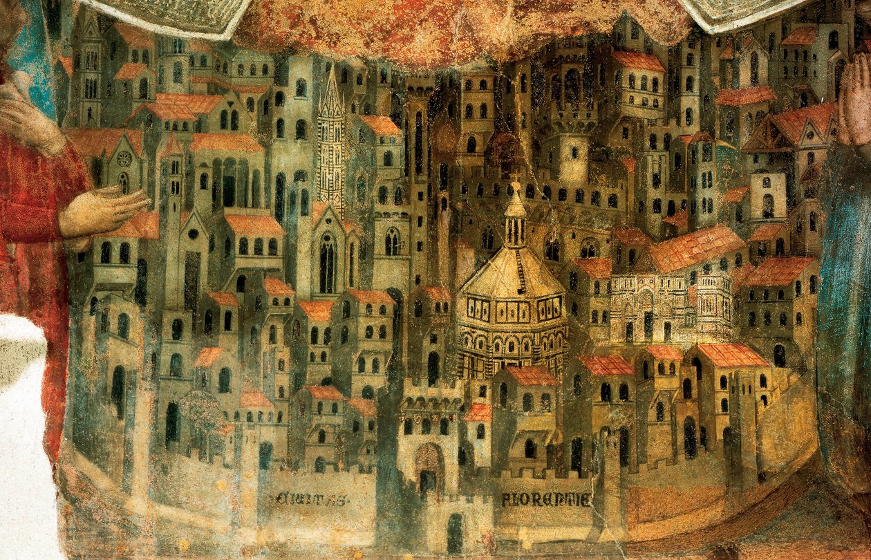 Utsikt over Firenze, detalj fra "La Madonna della Misericordia", 1342 av Bernardo Daddi